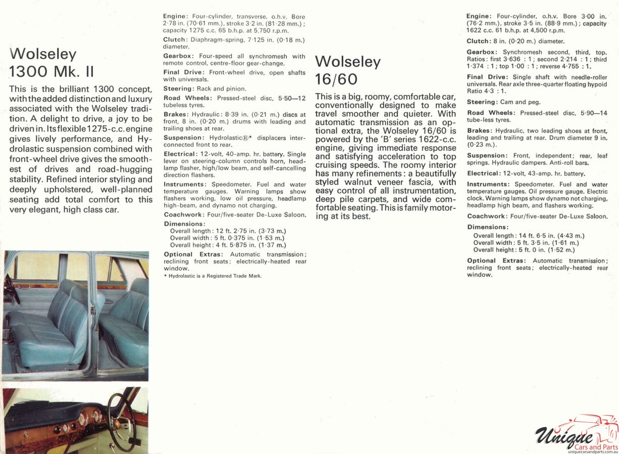 1970 Wolseley Model Range Brochure Page 5